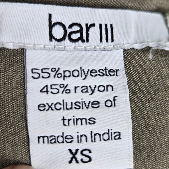 Bar III Size XS Olive Green Lightweight Vest Beaded Open Front Boho Festival - Picture 10 of 12